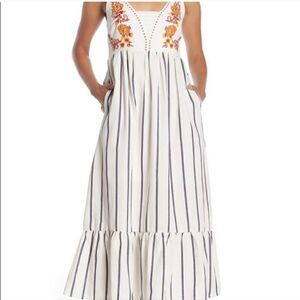 MelloDay dress embroidery smocking back sleeveless summer bohemian coastal chic